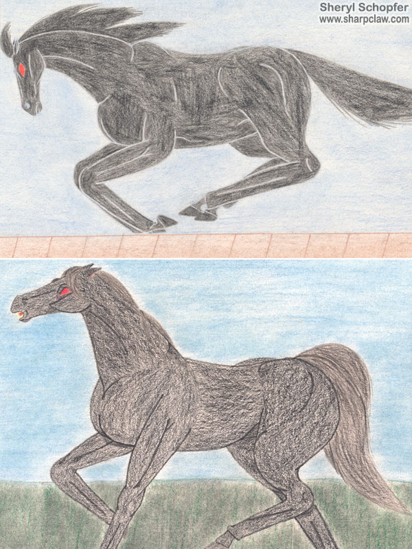 Miscellaneous Art: Red-Eyed Black Horse