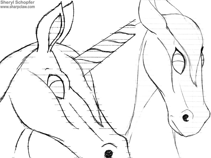Miscellaneous Art: Unicorn And Horse Sketches