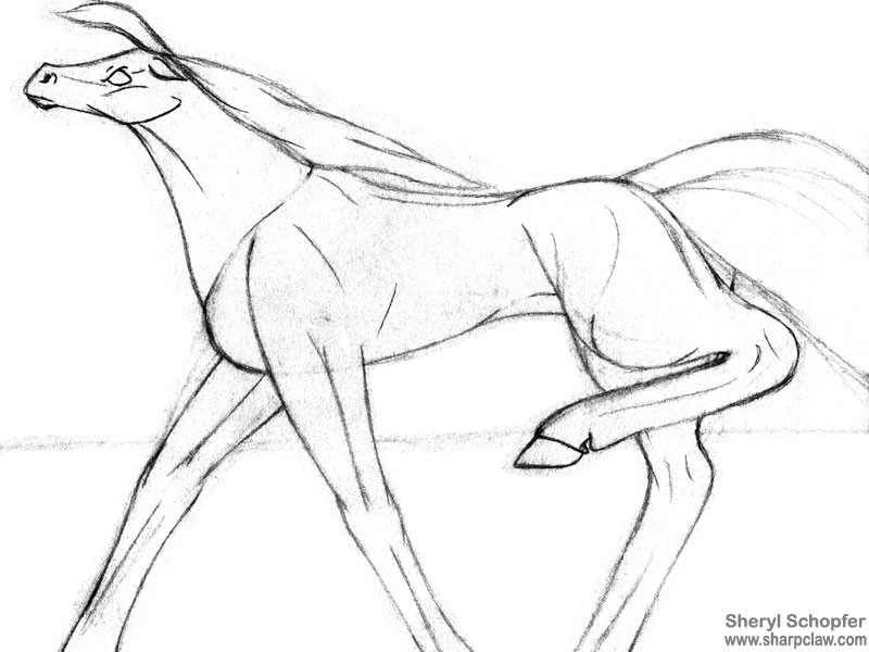 Miscellaneous Art: High-Stepping Horse Sketch