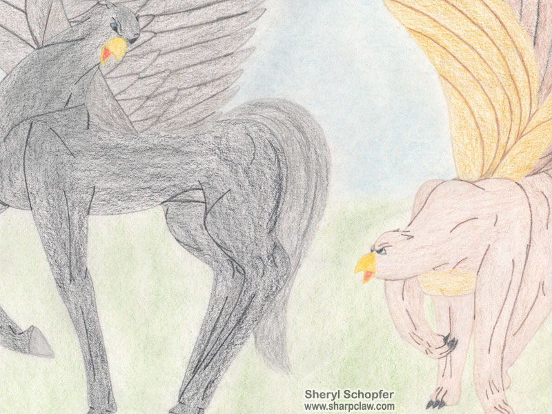 Miscellaneous Art: Hippogriff And Griffin