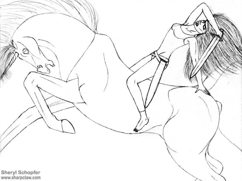 Miscellaneous Art: Rearing Unicorn with Rider