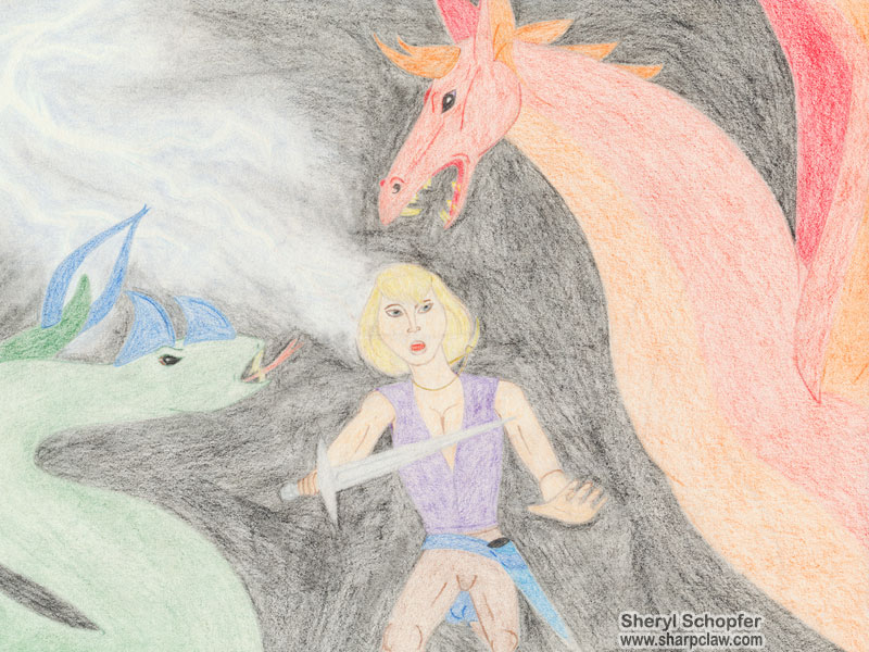 Miscellaneous Art: Lightning And Fighting Dragons