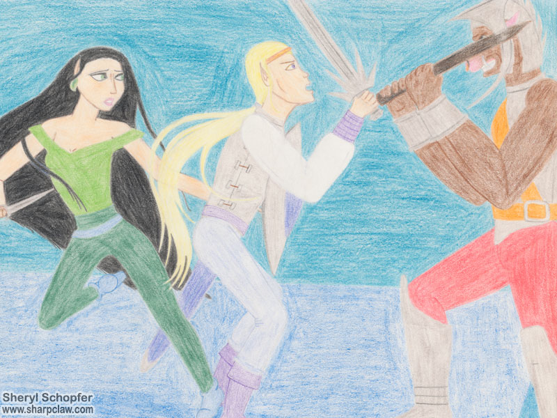 Miscellaneous Art: Elves Versus Orc