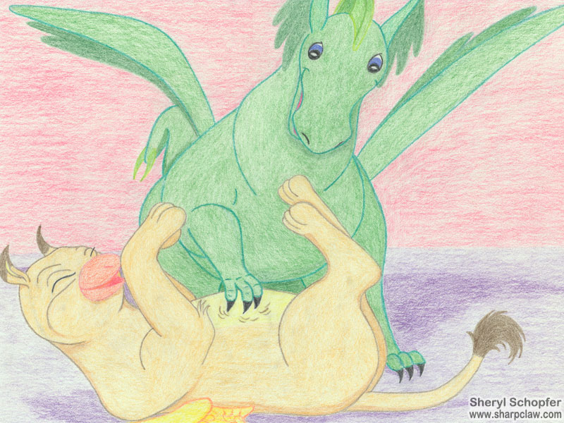 Miscellaneous Art: Dragon Tickles Griffin
