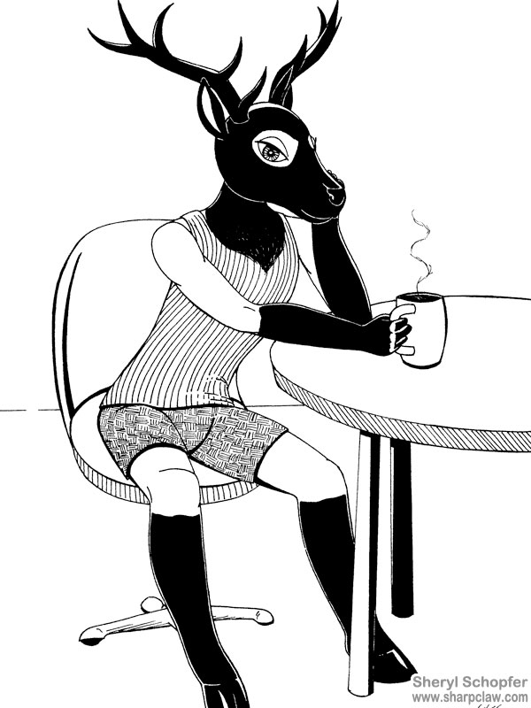 Deer Me Art: Tracy with Coffee