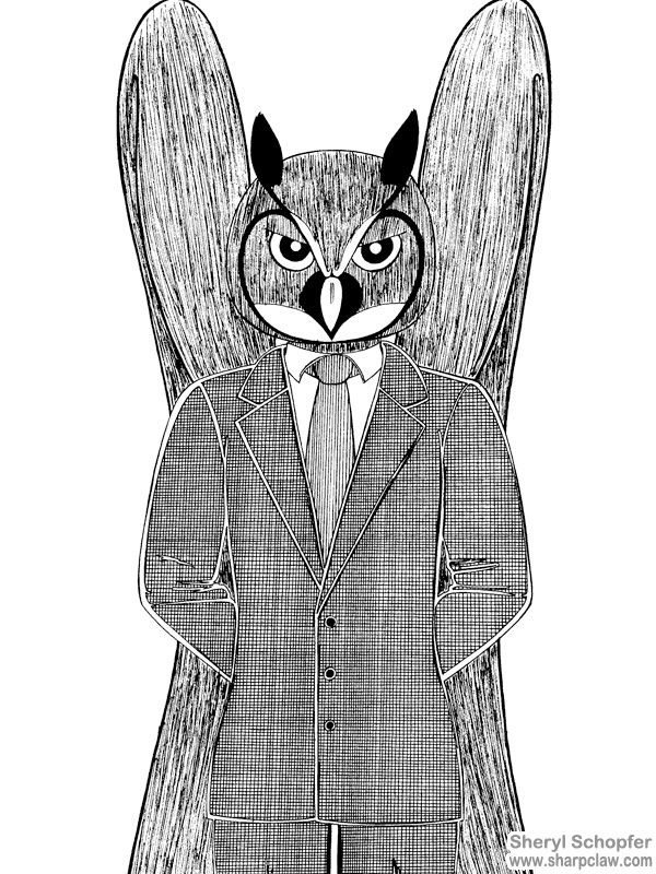 Deer Me Art: Owl Businessman