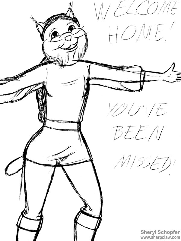 Sharpclaw Art: Welcome Home Sketch