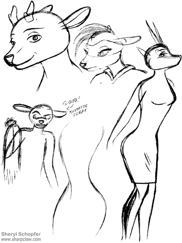 Deer Me Art: Thomas, Viana, And Rasha Sketches