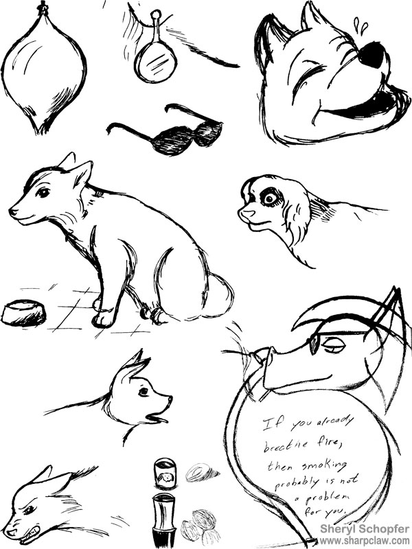 Miscellaneous Art: Dog And Dragon Sketches