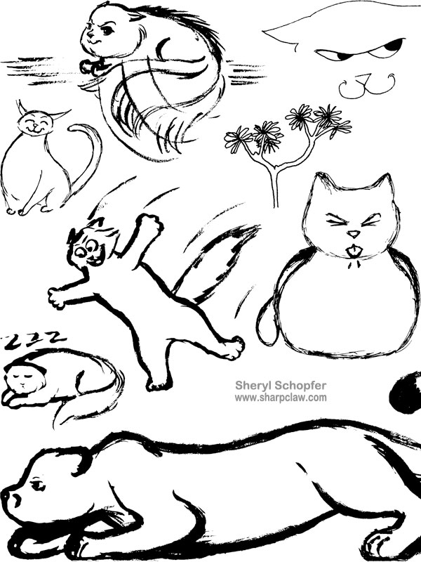 Miscellaneous Art: Cats And Cougar Sketches