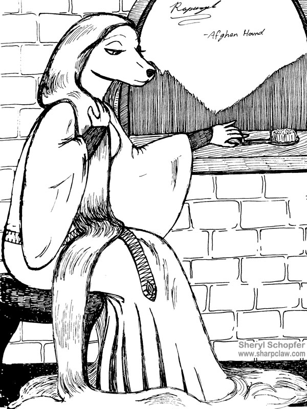 Sharpclaw Art: Afghan Hound Rapunzel