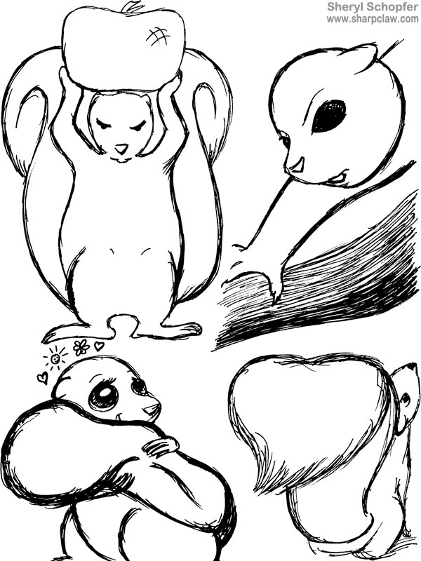 Miscellaneous Art: Squirrel Sketches