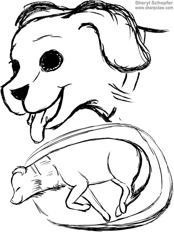 Miscellaneous Art: Happy Dog Ink Sketches