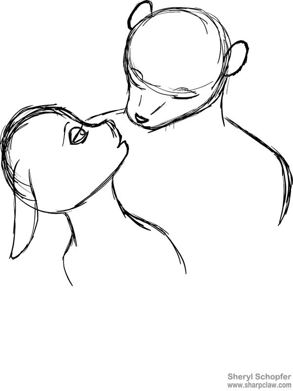 Sharpclaw Art: Lily And Loden Kiss WIP