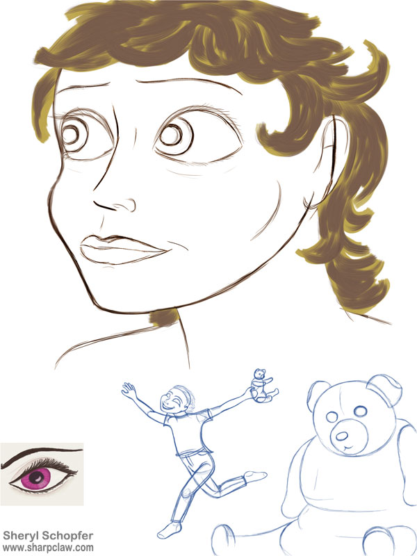 Miscellaneous Art: Humans And Teddy Bear