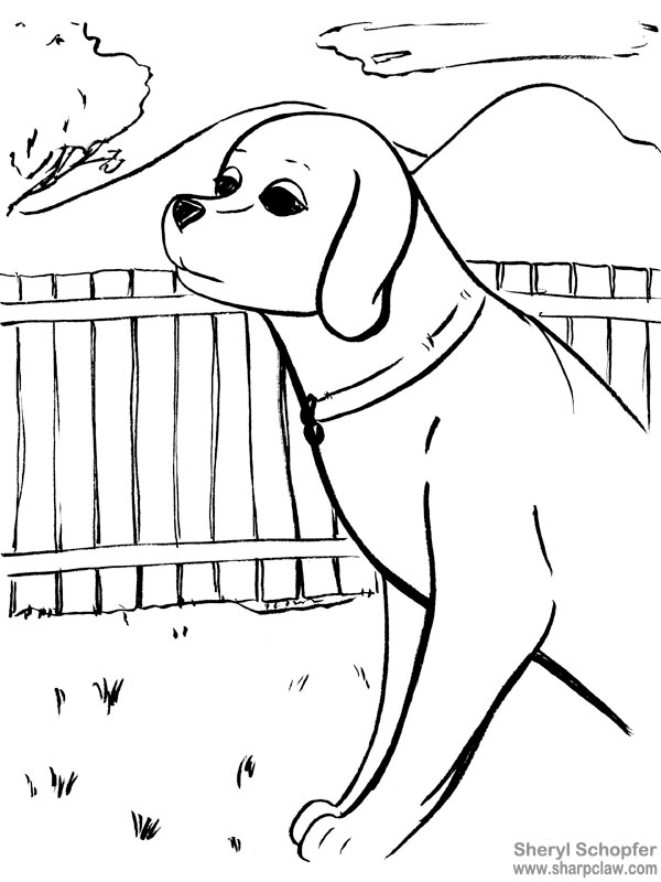 Miscellaneous Art: Dog in Yard