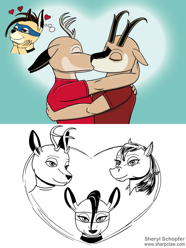 Deer Me Art: Hearts And Kisses