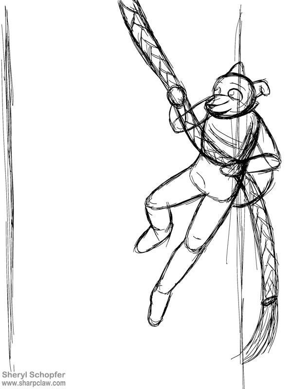 Sharpclaw Art: Jack Climbing The Tower WIP