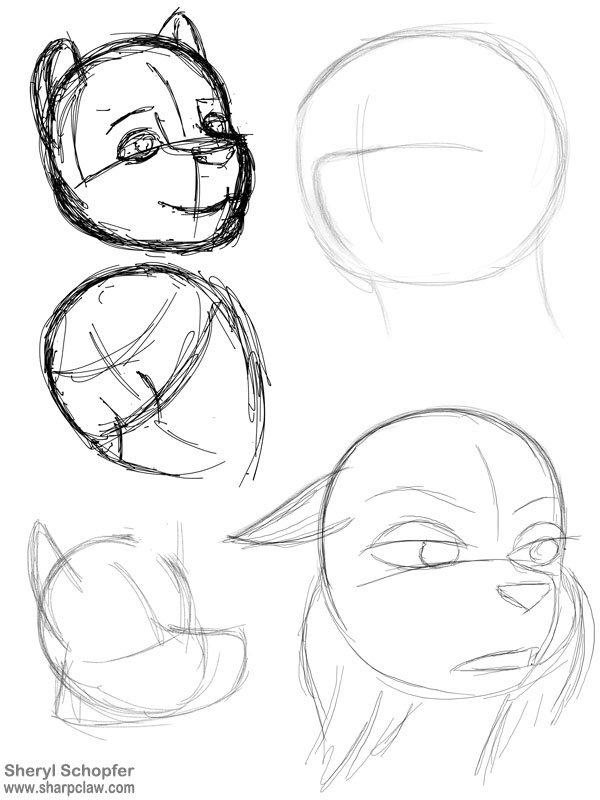 Sharpclaw Art: Head Sketches WIP