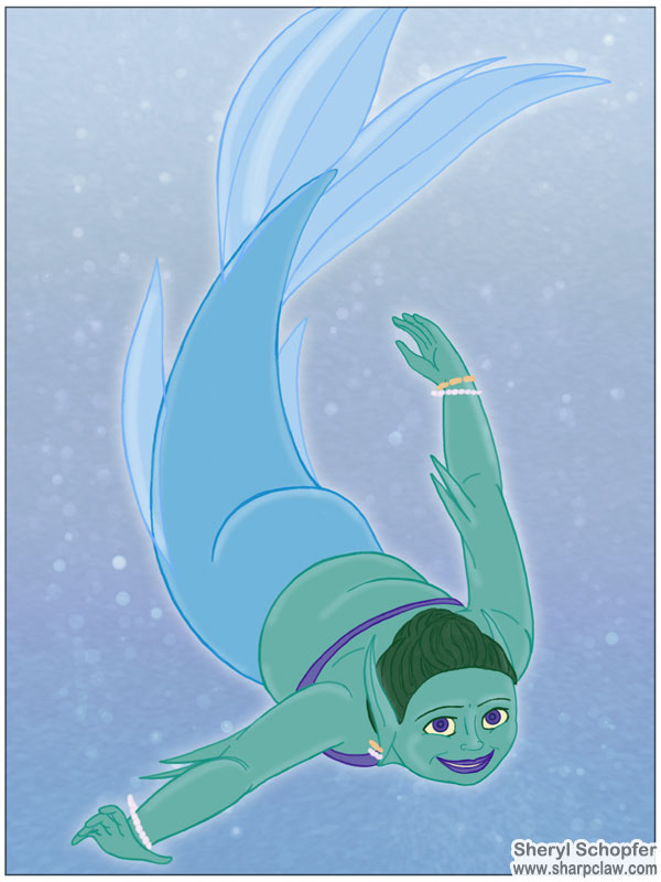 Miscellaneous Art: Cool Color Mermaid