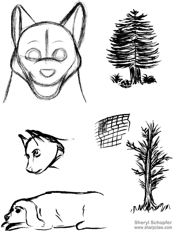 Miscellaneous Art: Dogs And Trees