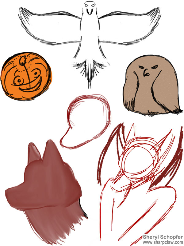 Miscellaneous Art: Birds And Fox Heads