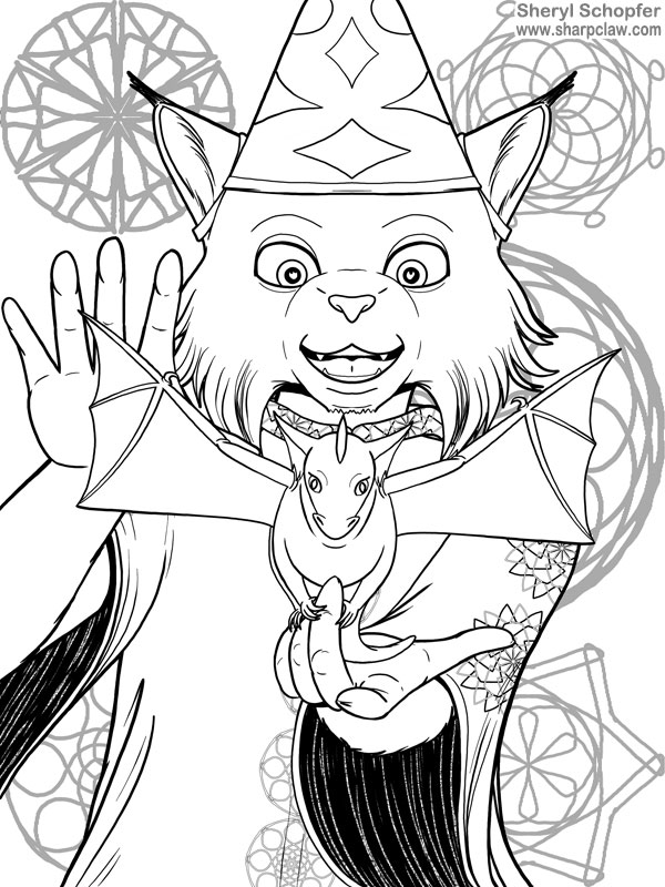 Sharpclaw Art: Lynx Wizard with Dragon
