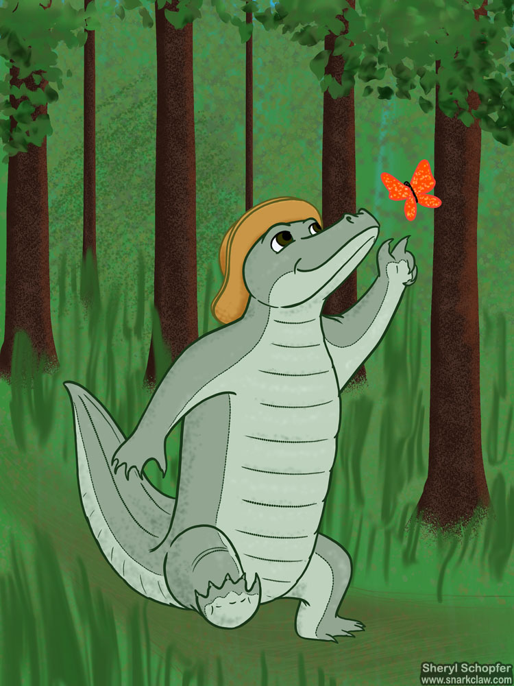 Miscellaneous Art: Alligator Walking in The Woods