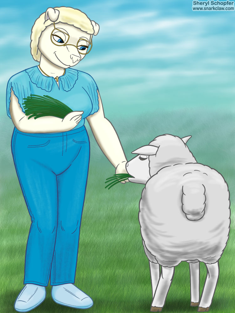 Deer Me Art: Woola Feeding Sheep
